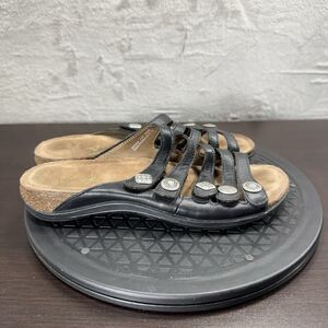 Dansko Women's Size 8 Janie Black Leather Slip-On Slide Comfort Casual Sandals